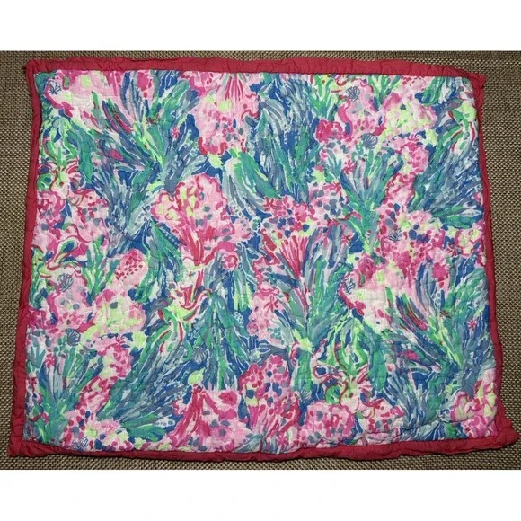Pottery Barn Lilly Pulitzer Sham Fan Sea Pants Reversible Cotton Quilted Std - Picture 8 of 12